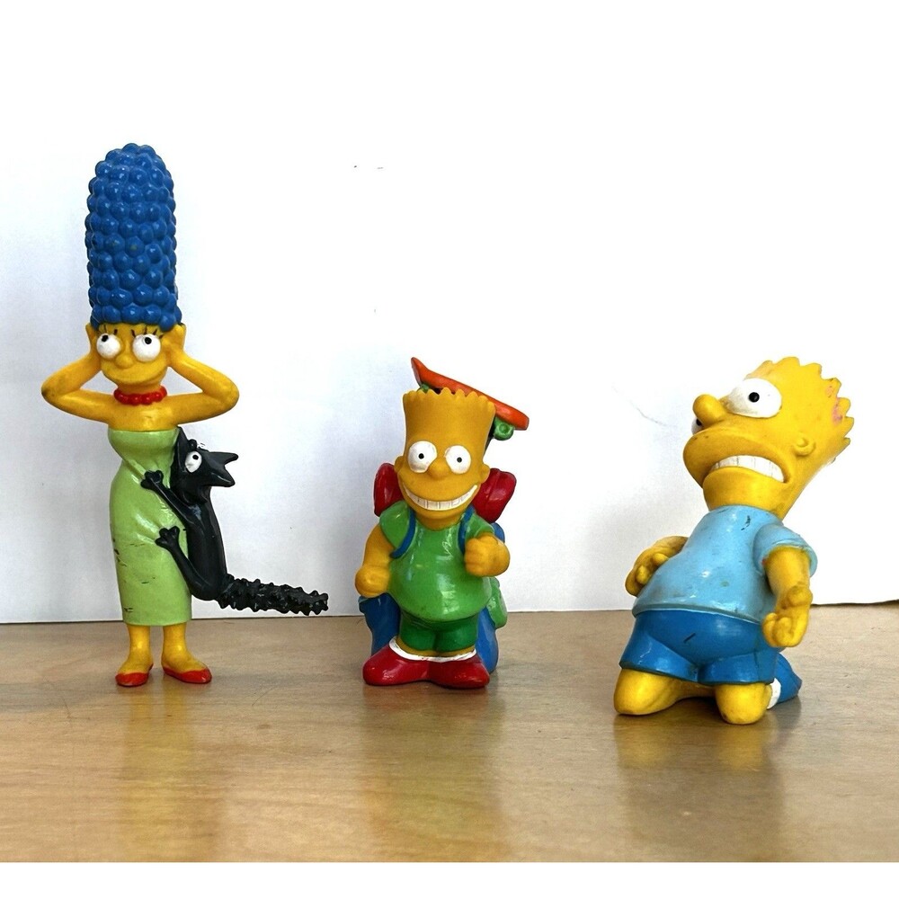 LOT OF 3The Simpsons Dolls & PVC Figurine Toys, 1990’s Bart & Marge